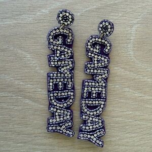 Purple GLAM GAME DAY EARRINGS